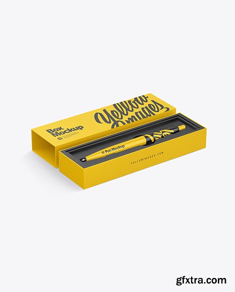 Glossy Pen in Box Mockup 86354