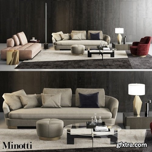 Minotti Grand Jacques Sofa Set 3d model