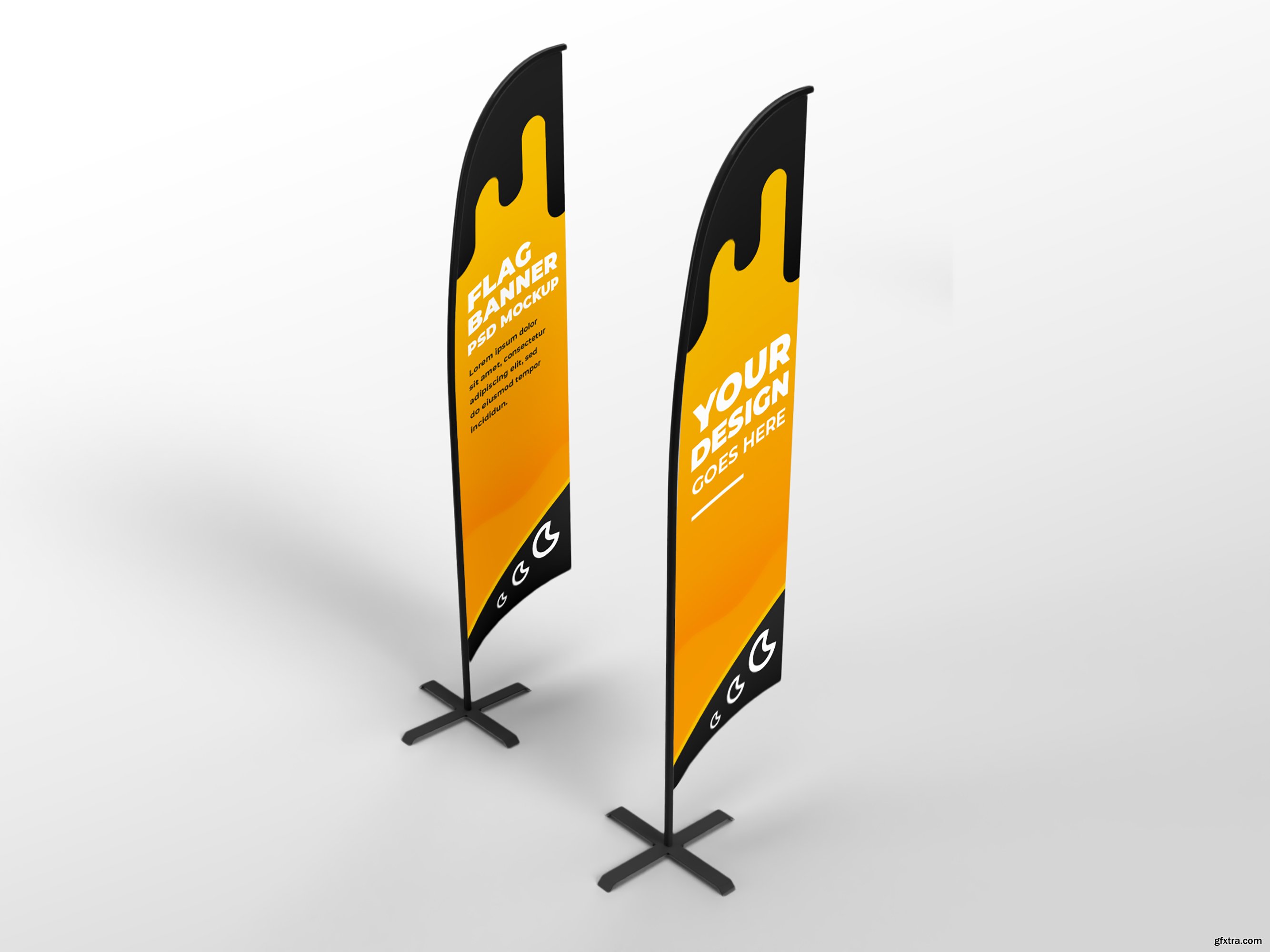 Flag vertical banner advertising and branding campaign mockup » GFxtra