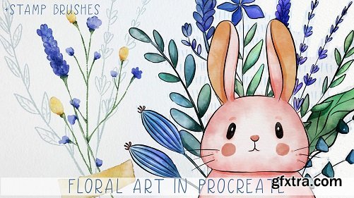 Floral Art in Procreate - Loose Watercolor and Ink Flowers with Cute Animals