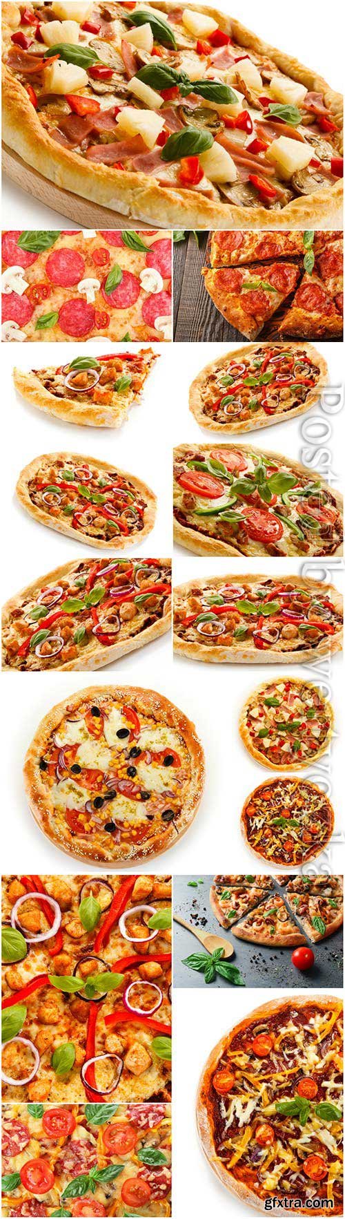 Pizza with various ingredients stock photo