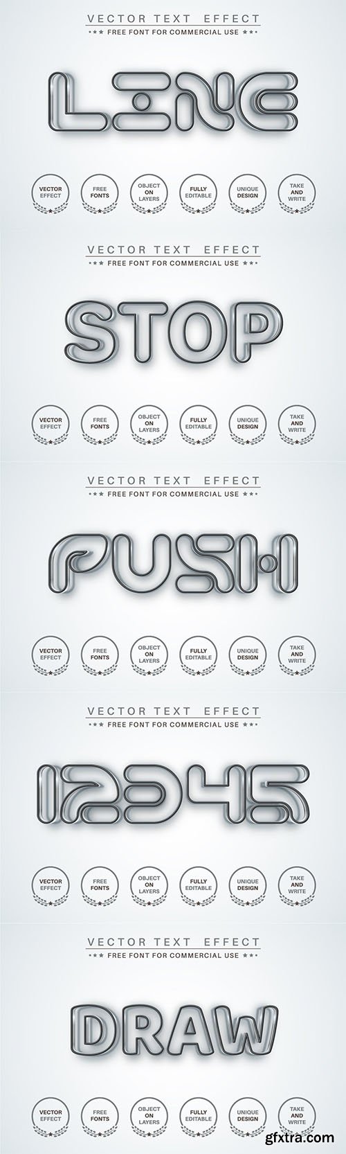 Line - editable text effect, font style