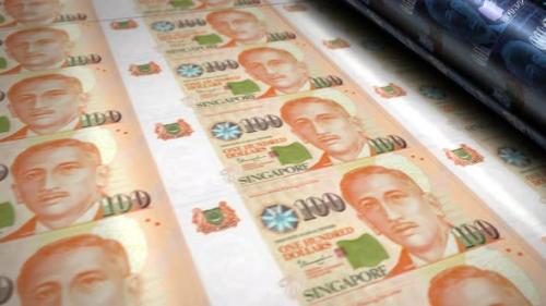 Videohive - Singapore Dollar money banknotes printing seamless loop - 33095005 - 33095005