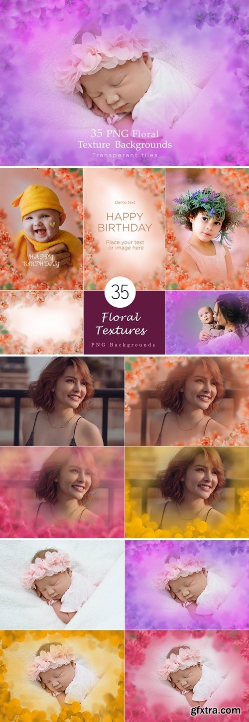 35 Floral Texture Background Overlays