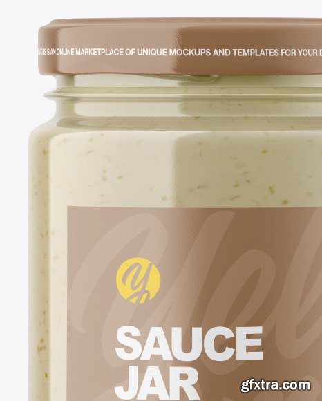 Glass Jar with Sauce Mockup 86382