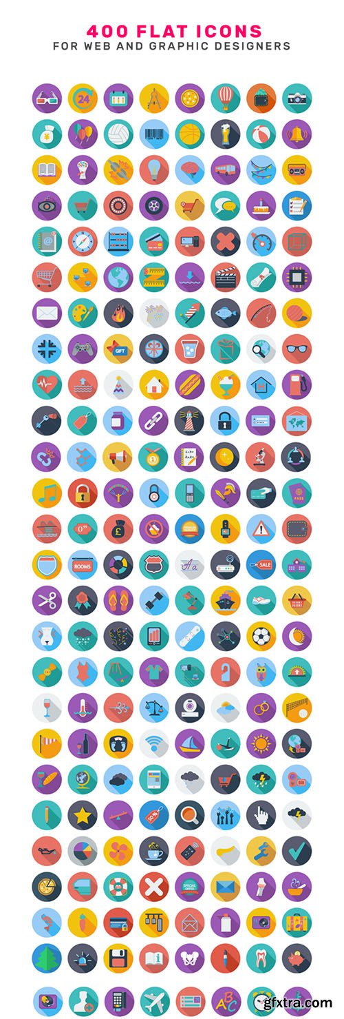 400 Flat Icons for Web & Graphic Designers (for Illustrator)