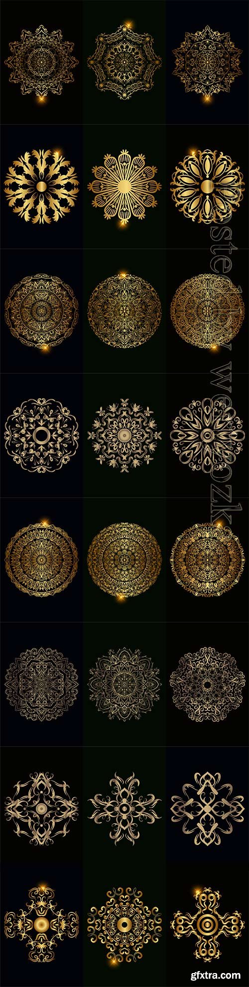 Collection of mandala ornament or flower vector