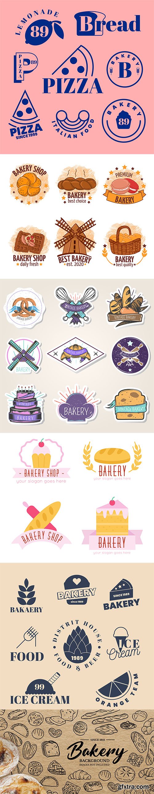 Hand-drawn bakery logos