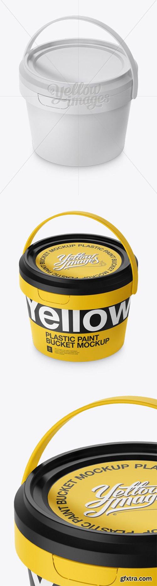 Plastic Paint Bucket Mockup - Halfside view (High-Angle Shot) 13873