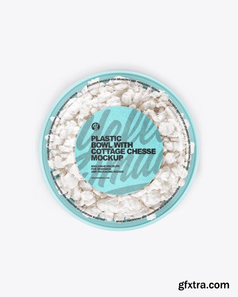 Plastic Bowl with Cottage Cheese Mockup 86042