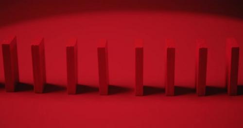 Videohive - Red Dominoes Falling in Chain Reaction - 30300530 - 30300530