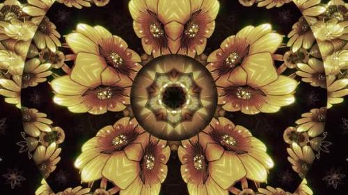 Videohive - Golden Flowers Kaleidoscope - 33055242 - 33055242