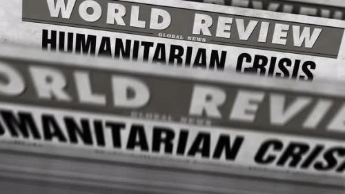Videohive - Humanitarian crisis news, famine and hunger disaster newspaper printing press - 33056054 - 33056054