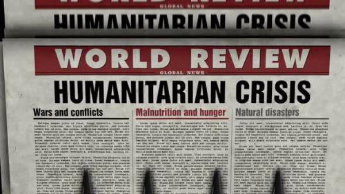 Videohive - Humanitarian crisis news, famine and hunger disaster newspaper printing press - 33056063 - 33056063
