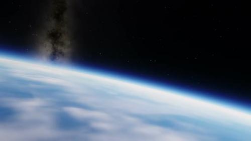 Videohive - Planet Earth Flyover with Milky Way Background - 33057115 - 33057115