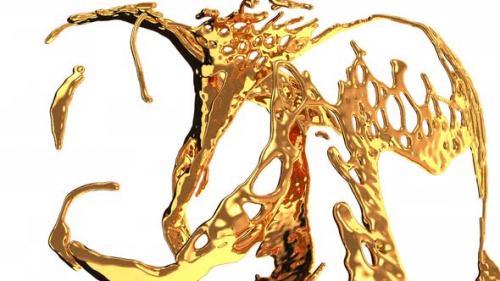 Videohive - Melting gold splashes and flow in with slow motion. Alpha - 33057733 - 33057733