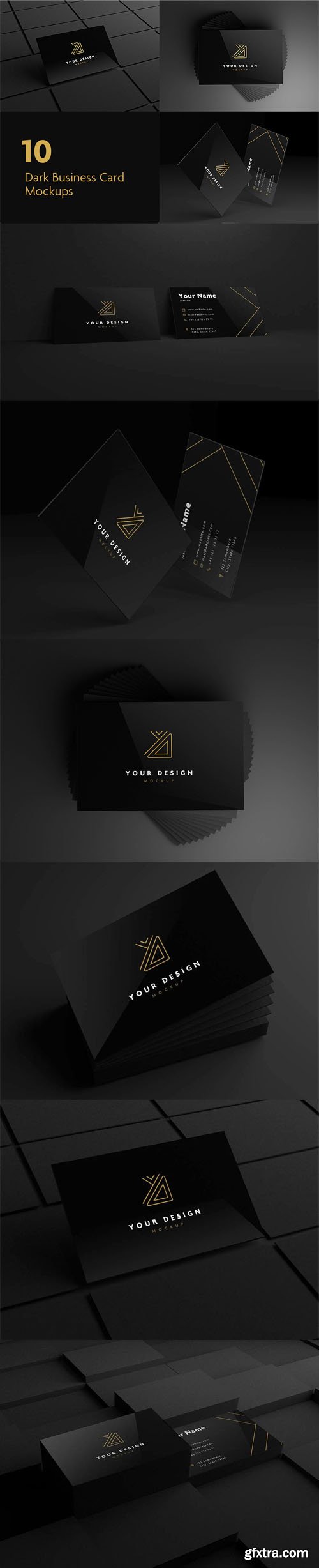 Dark Business Card PSD Mockups Templates [10-Angles]