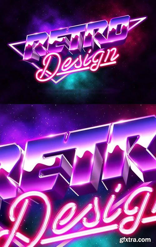 3D Retro Futurism Design Text Effect for Photoshop