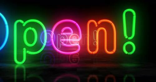 Videohive - Open neon symbol 3d flight between - 33082378 - 33082378