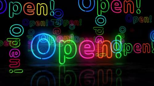 Videohive - Open symbol glowing neon 3d lights - 33082387 - 33082387