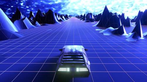 Videohive - Retro synthwave night city car - 33166870 - 33166870