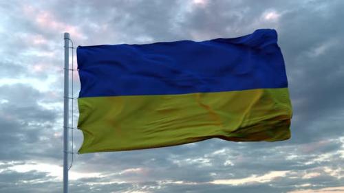 Videohive - Realistic flag of Ukraine waving in the wind against deep dramatic sky - 33166890 - 33166890