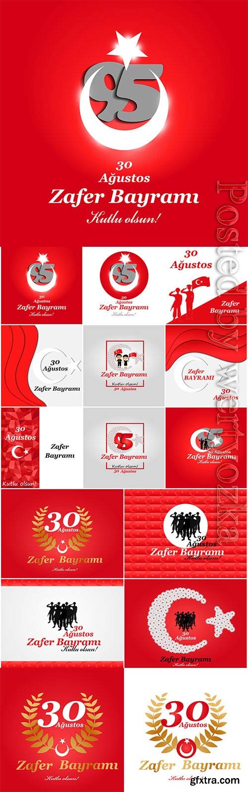 Zafer Bayrami backgrounds in vector