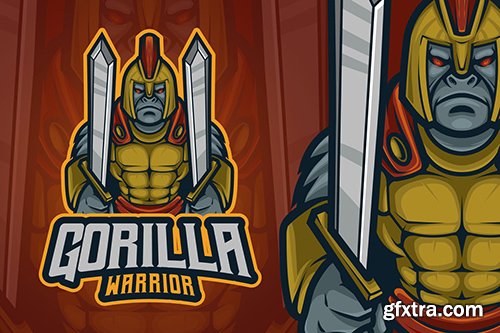 Gorilla Warrior Mascot Logo P5B58U5