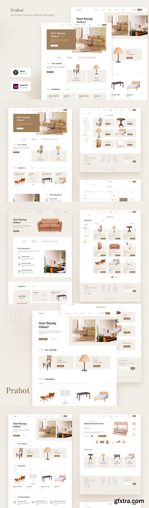 Prabot - Minimalist Furniture Website UI Template 