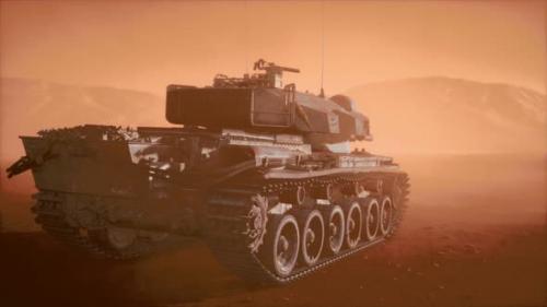 Videohive - World War II Tank in Desert in Sand Storm - 33152819 - 33152819