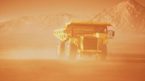 Videohive - Big Yellow Mining Truck in the Dust at Career - 33152867 - 33152867