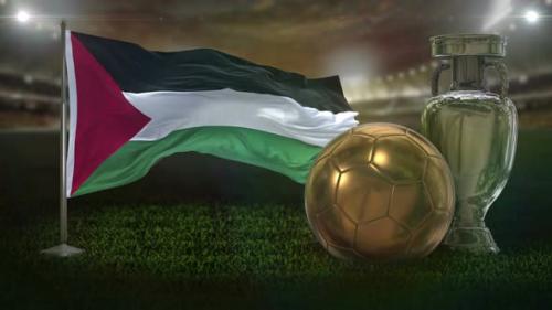 Videohive - Palestine Flag With Football And Cup Background Loop - 33154712 - 33154712