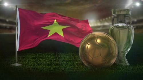 Videohive - Vietnam Flag With Football And Cup Background Loop - 33154713 - 33154713