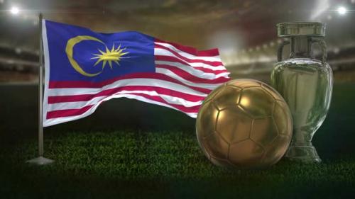 Videohive - Malaysia Flag With Football And Cup Background Loop - 33154716 - 33154716