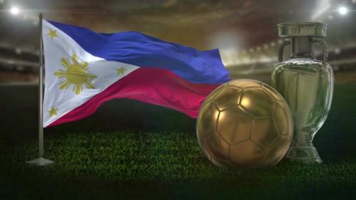 Videohive - Philippines Flag With Football And Cup Background Loop - 33154717 - 33154717