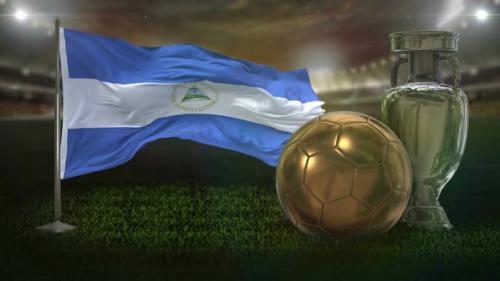 Videohive - Nicaragua Flag With Football And Cup Background Loop - 33154719 - 33154719