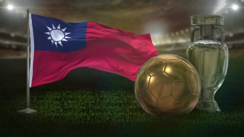 Videohive - Taiwan Flag With Football And Cup Background Loop - 33154720 - 33154720