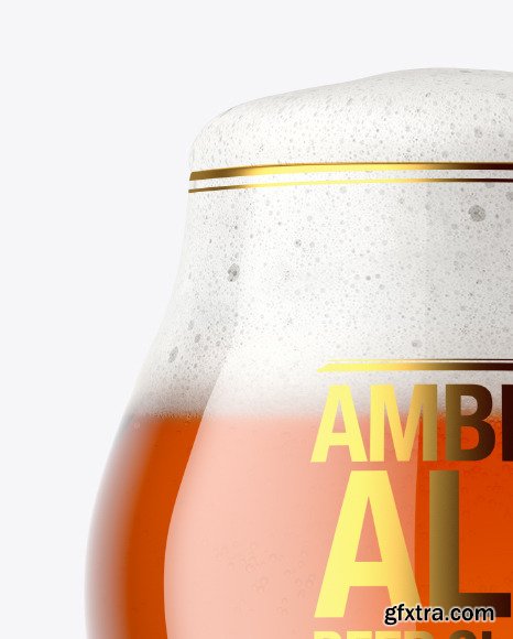 Tulip Glass With Amber Ale Beer Mockup 86481