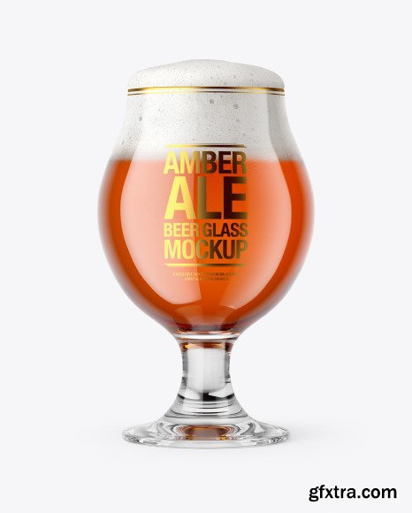 Tulip Glass With Amber Ale Beer Mockup 86481