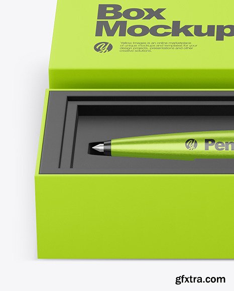 Metallic Pen in Box Mockup 86498