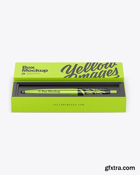 Metallic Pen in Box Mockup 86498