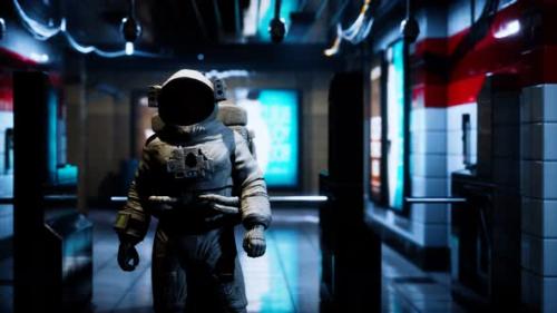 Videohive - Astronaut at Underground Metro Subway - 33166630 - 33166630