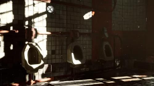 Videohive - Abantoned Old Public Toilet with Bright Lights - 33166636 - 33166636