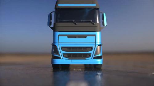 Videohive - Blue truck, trailer on the road, highway. Transports, logistics shipping concept - 33166884 - 33166884