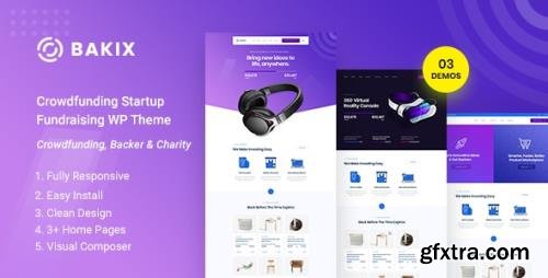 ThemeForest - Bakix v1.0 - Crowdfunding Startup Fundraising WordPress Theme - 23790191