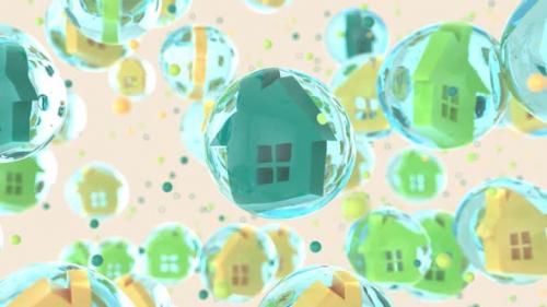 Videohive - Abstract art background of houses in bubbles - 33174578 - 33174578