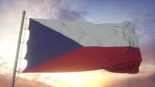 Videohive - Flag of Czech Republic Waving in the Wind Against Deep Beautiful Sky - 33178604 - 33178604