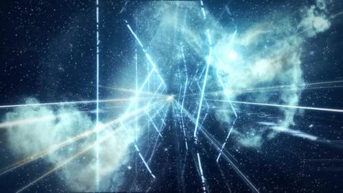 Videohive - Blue Galaxy Bridge Neon Loop - 33180770 - 33180770