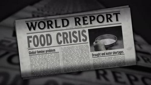Videohive - Food crisis news, famine and hunger disaster retro newspaper printing press - 33183012 - 33183012