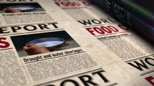 Videohive - Food crisis news, famine and hunger disaster newspaper printing press - 33183076 - 33183076